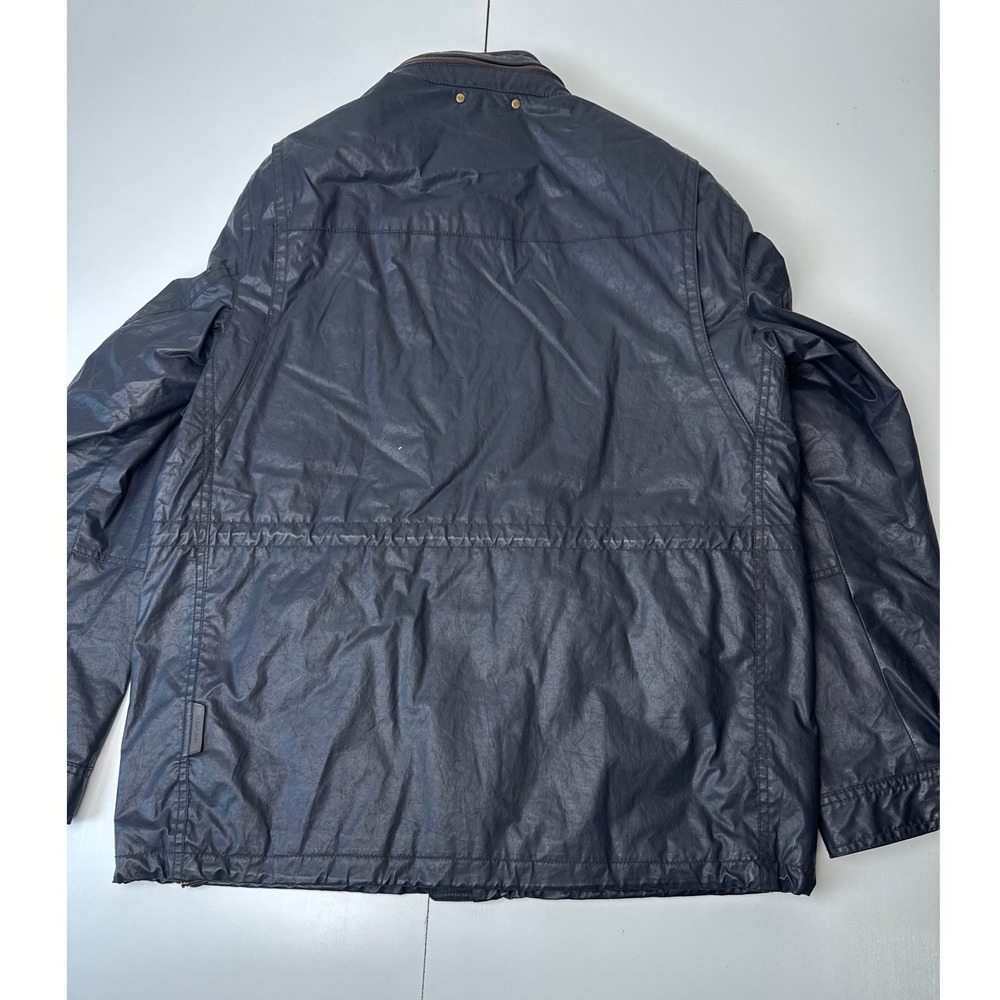 Coach Mens Wyatt Jacket Field Cargo Navy Blue Coated Cotton Quilted Large L - Picture 13 of 16